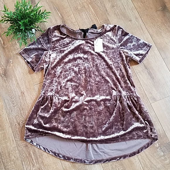 Pleione Tops - Velvet-like 👩 Plum Pleated Loose Top M